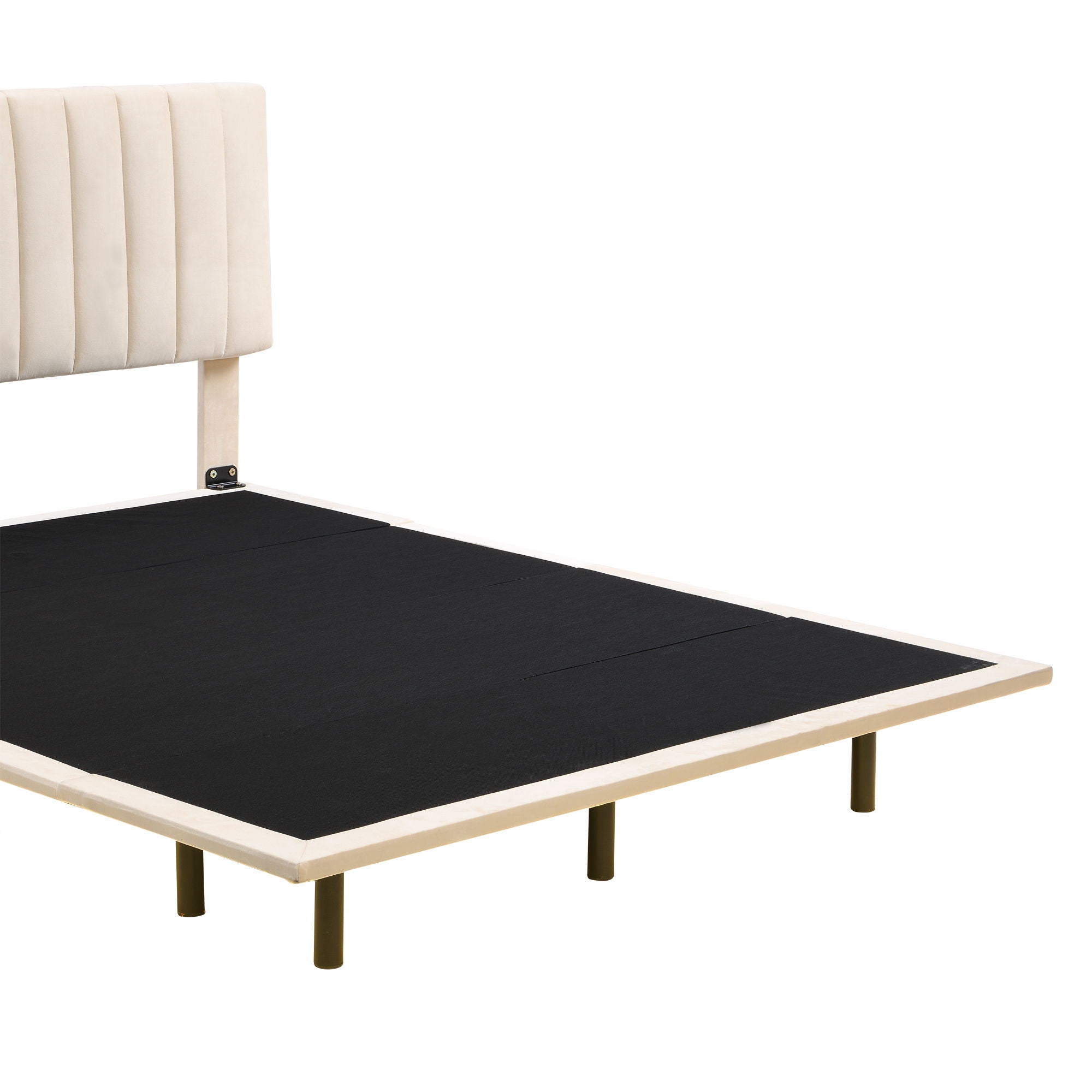 Upholstered Bed With Sensor Light And Headboard, Floating Velvet Platform Bed