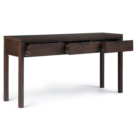Hollander - Wide Console Table - Warm Walnut Brown by Simpli-Home | Bel Furniture