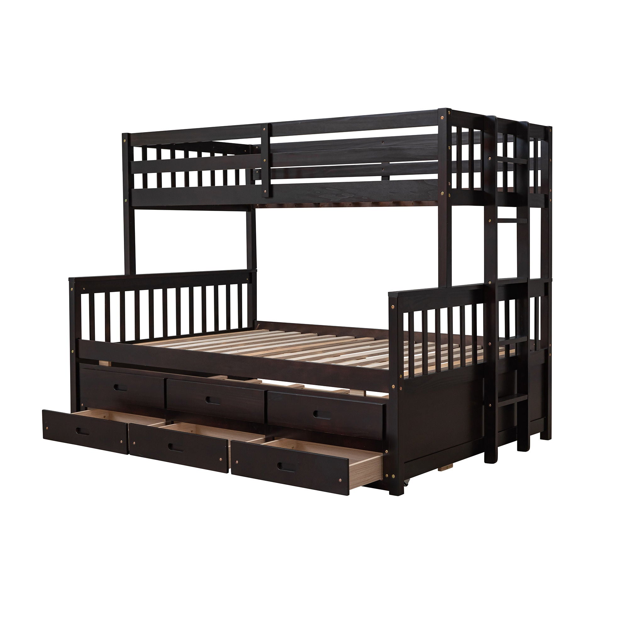 Twin Over Full Bunk Bed With Twin Size Trundle, Separable Bunk Bed With Drawers For Bedroom