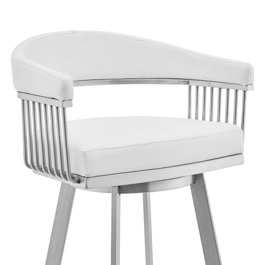 Swivel Low Back Counter Height Bar Chair - White