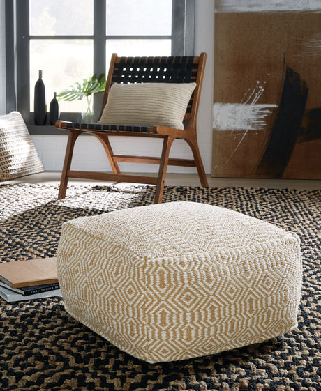 Adamont - Tan / Ivory - Pouf by Signature Design by Ashley® | Bel Furniture