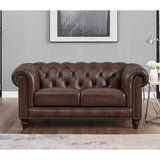 Alton Bay-Top Grain Leather Loveseat - Brown by Hydeline Furniture | Bel Furniture