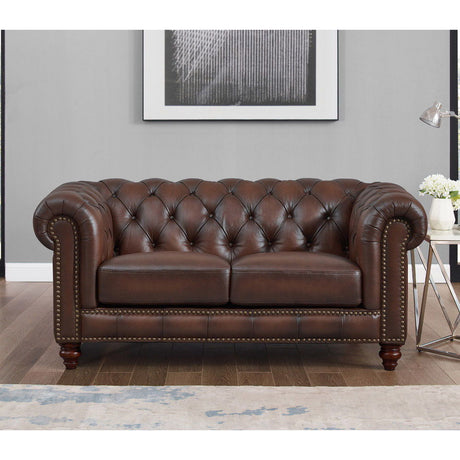Alton Bay-Top Grain Leather Loveseat - Brown by Hydeline Furniture | Bel Furniture