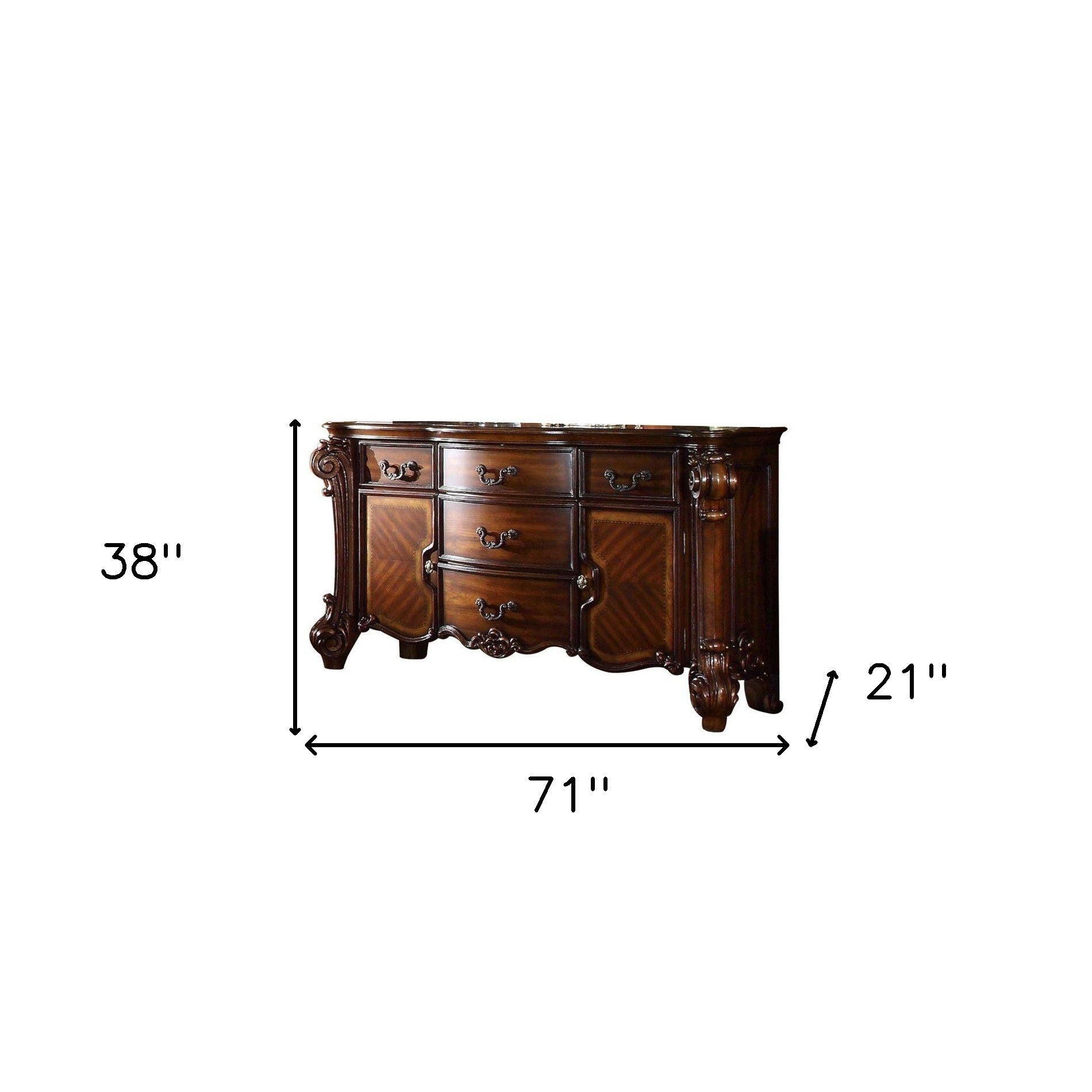 Solid Wood Five Drawer Dresser - Brown