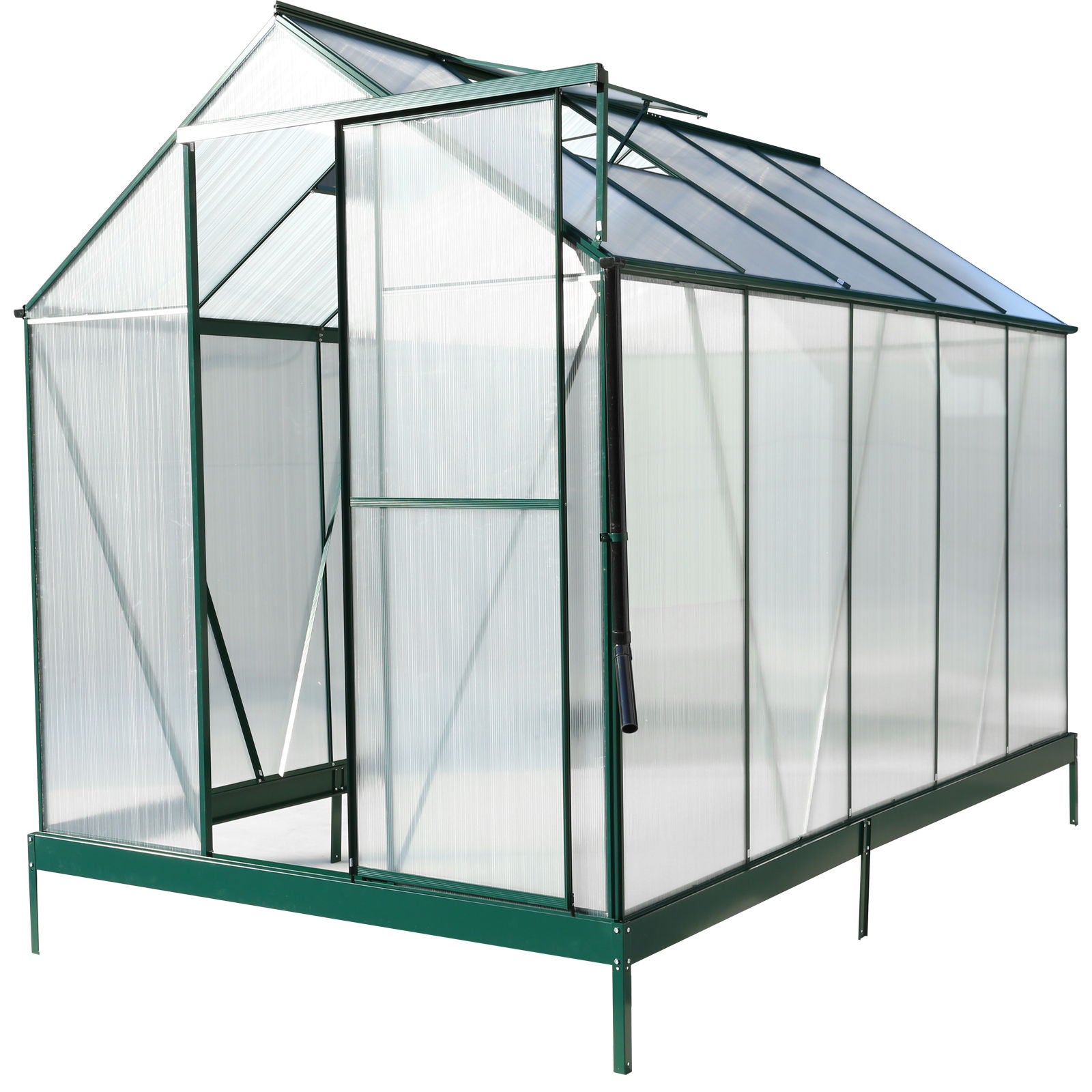 Polycarbonate Greenhouse, Heavy Duty Outdoor Aluminum Walk-In Green House Kit With Rain Gutter, Vent And Door For Backyard Garden