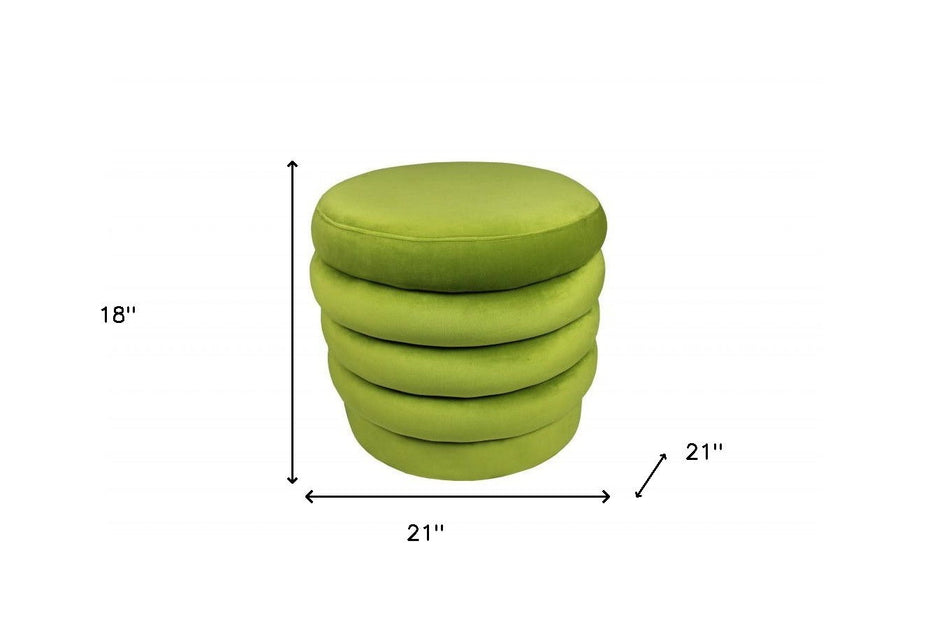 Velvet Tufted Round Cocktail Ottoman - Green