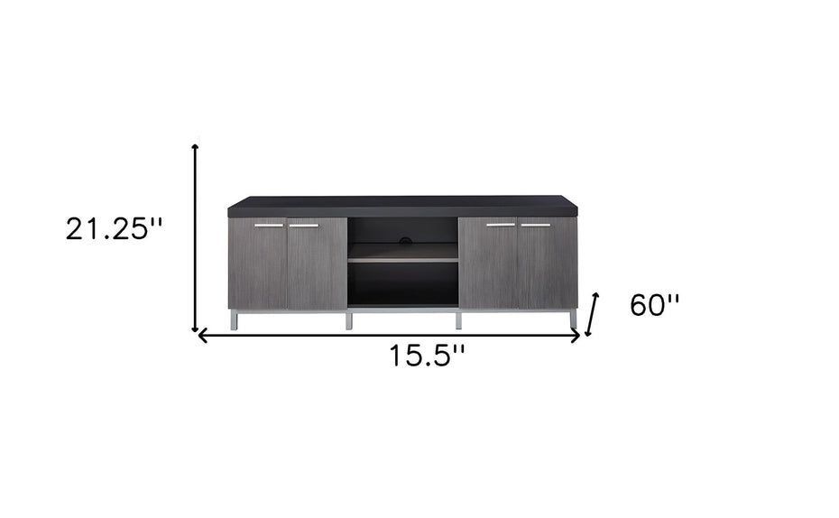 Cabinet Enclosed, Storage TV Stand - Black / Gray