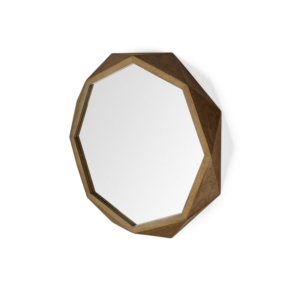 32" Octagon Wooden Frame Wall Mirror - Silver