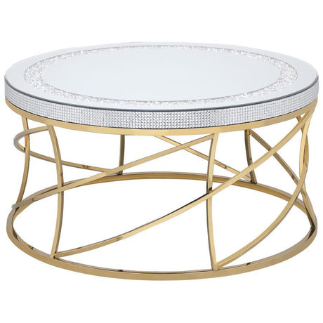 Elise - Round Mirror Top Stainless Steel Coffee Table - Gold by CoasterEveryday | Bel Furniture