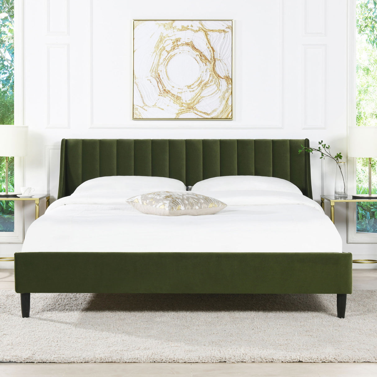 Aspen - Vertical Tufted Modern Headboard Platform Bed Set by Jennifer Taylor Home | Bel Furniture