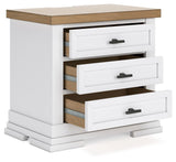 Ashbryn - White / Natural - Three Drawer Night Stand by Benchcraft® | Bel Furniture