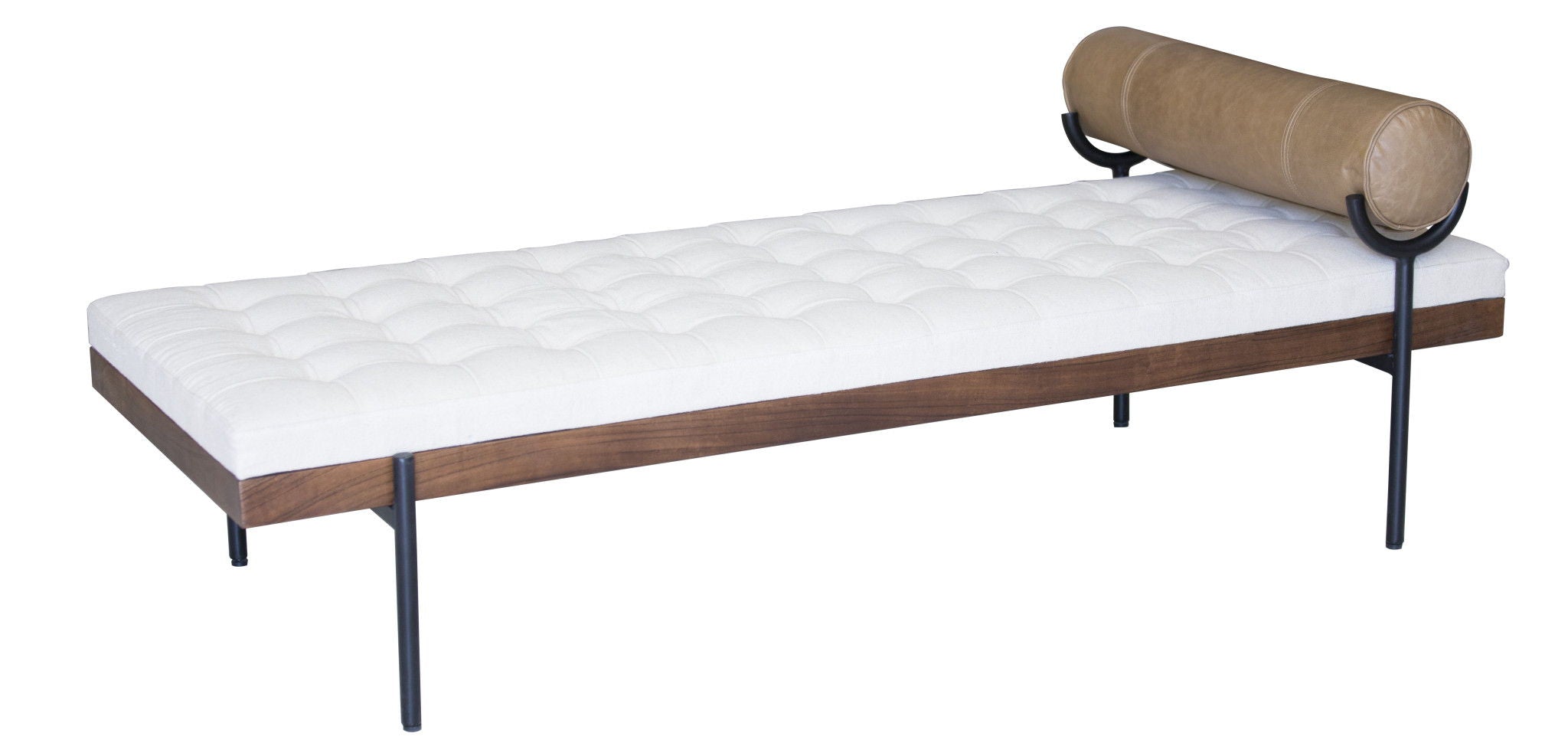 Upholstered Cotton Blend Bedroom Bench - Black / Ivory