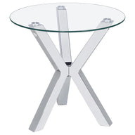 Kenzie - Round Tempered Glass Top Table Pearl Silver End Tables by Coaster Fine Furniture | Bel Furniture