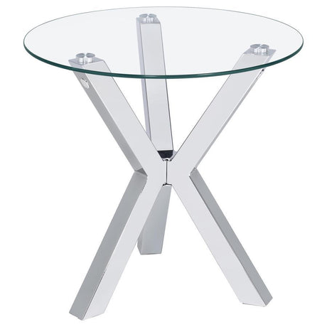 Kenzie - Round Tempered Glass Top Table Pearl Silver End Tables by Coaster Fine Furniture | Bel Furniture