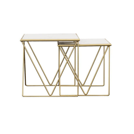 Bette - 2 Piece Marble Top Nesting Table Set - White And Gold by CoasterEssence | Bel Furniture