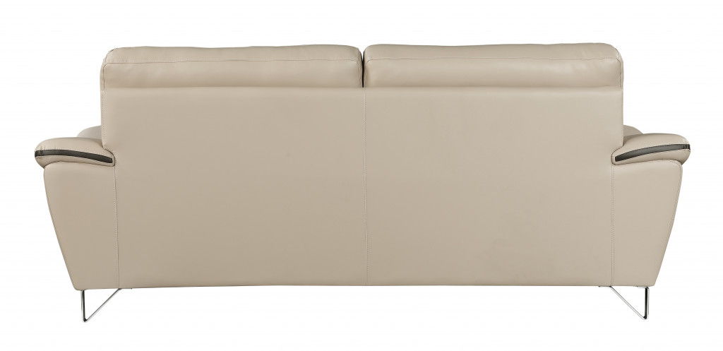 Silver Legs Leather Sofa - Beige