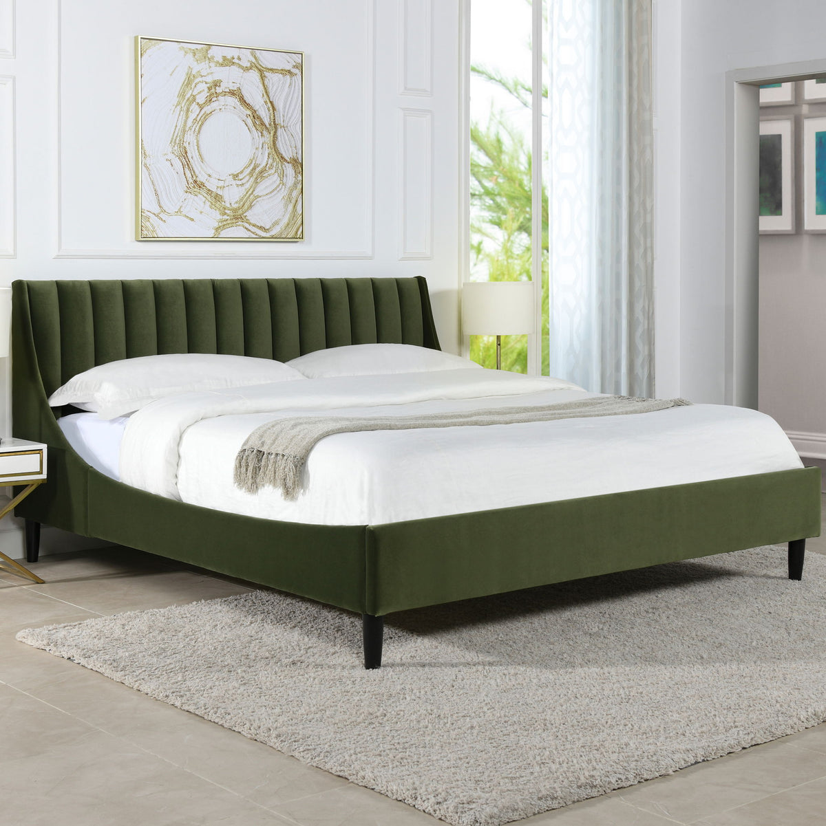 Aspen - Vertical Tufted Modern Headboard Platform Bed Set by Jennifer Taylor Home | Bel Furniture