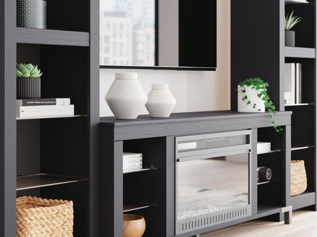 Cayberry - 3-Piece Entertainment Center With Electric Fireplace - Black - view 3