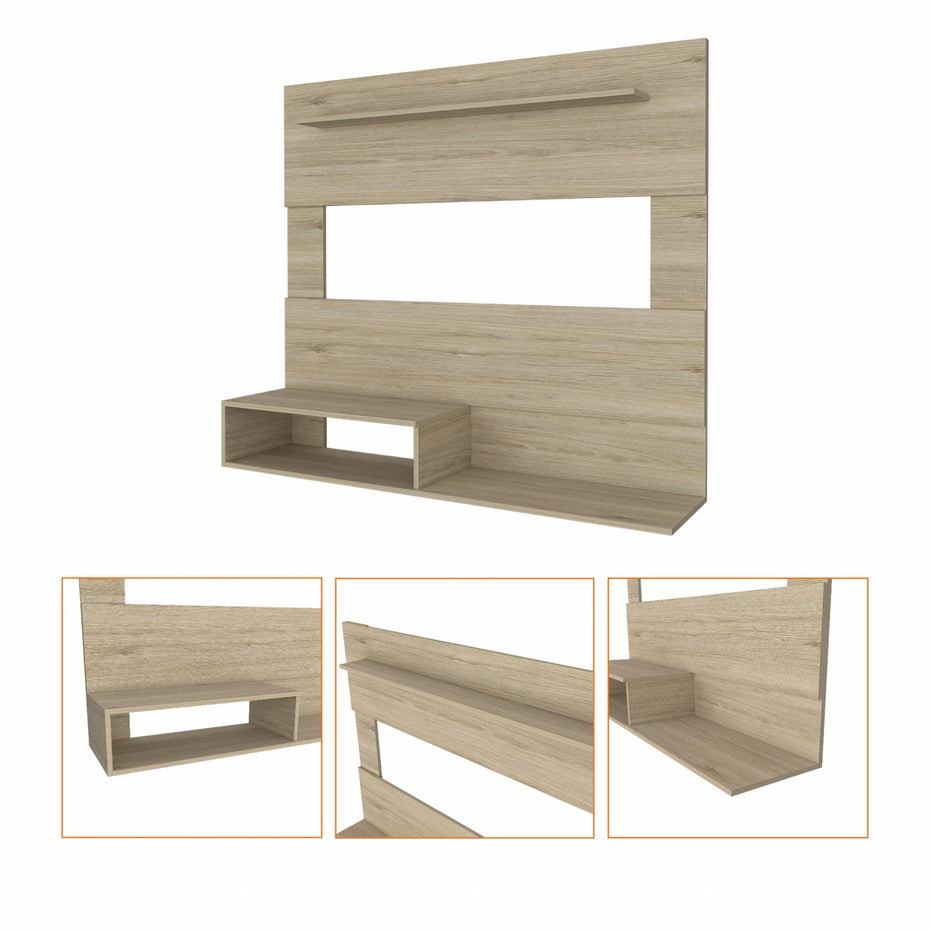 Manufactured Wood Open Shelving Entertainment Center - Light Pine