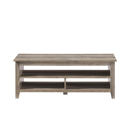 Coastal Grooved Panel Coffee Table With Lower Shelf by Walker Edison | Bel Furniture