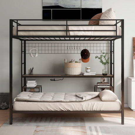 Ethan - Bunk Bed With Desk, Charging Station, Storage Shelves - view 3