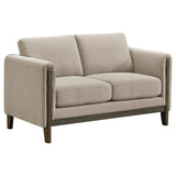 Islington - Fabric Upholstered Panel Arm Loveseat - Taupe