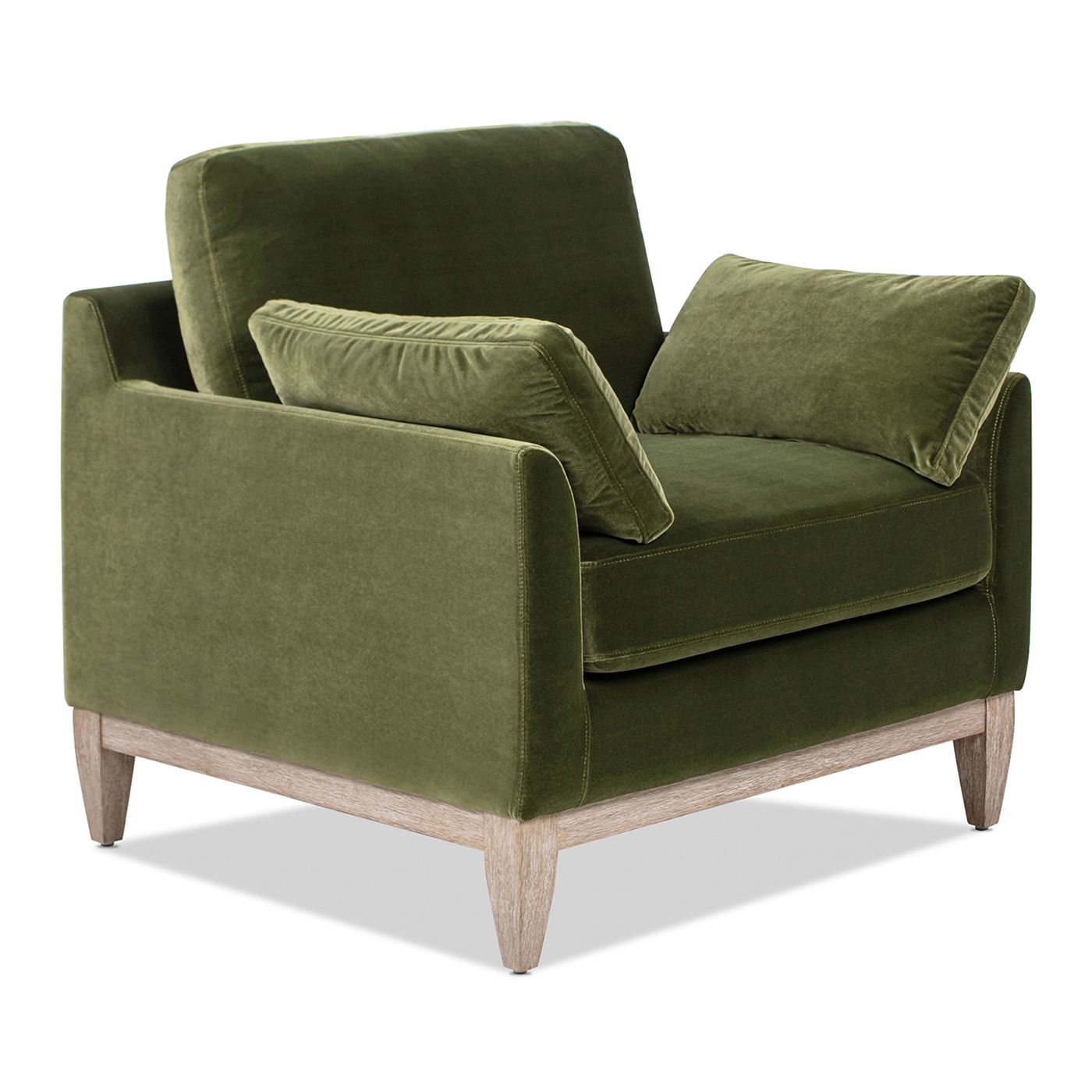 Pasadena - Wide Modern Farmhouse Accent Arm Chair - Olive Green - Arm