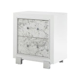 Skye - Marble Nightstand - White
