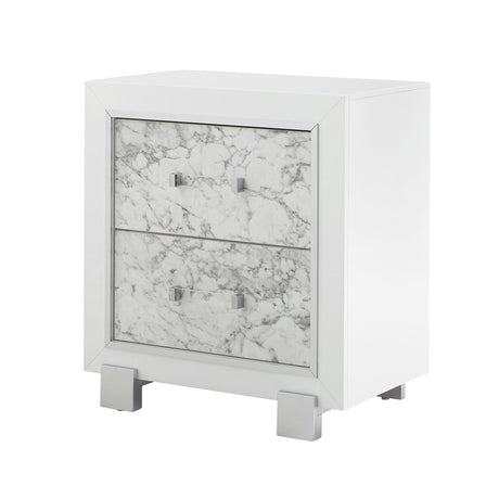 Skye - Marble Nightstand - White