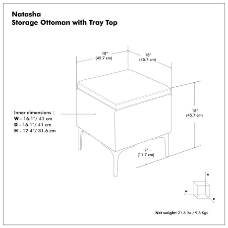 Natasha - Multifunctional Storage Ottoman With Tray - view 4