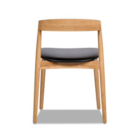 Raven - Stacking Sculpted Oak Dining Chair - Warm Natural Brown / Black by Jennifer Taylor Home | Bel Furniture