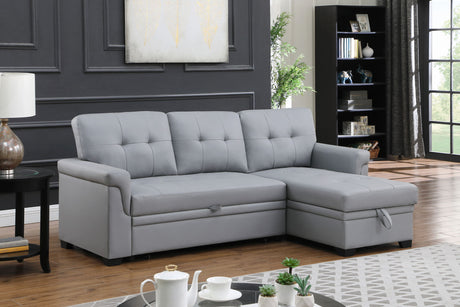 Lexi - Vegan Leather Modern Reversible Sleeper Sectional Sofa With Storage Chaise by Lilola Home | Bel Furniture