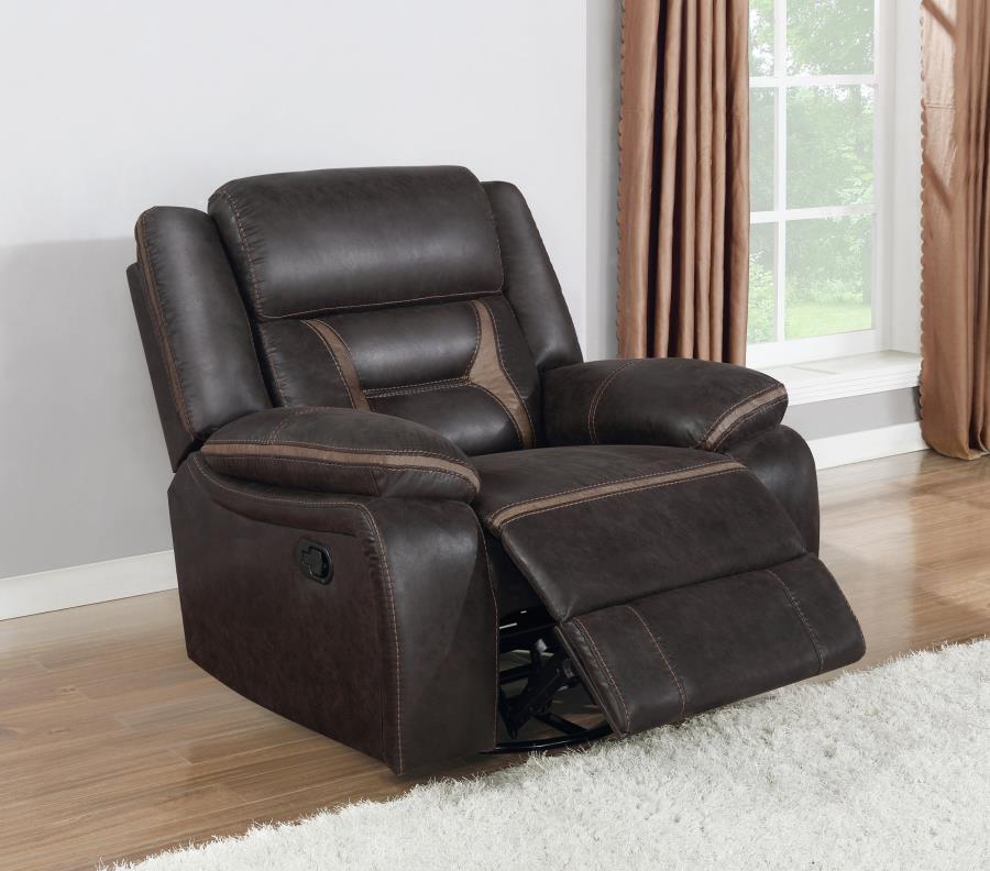Greer - Upholstered Swivel Glider Recliner Chair by CoasterEveryday | Bel Furniture