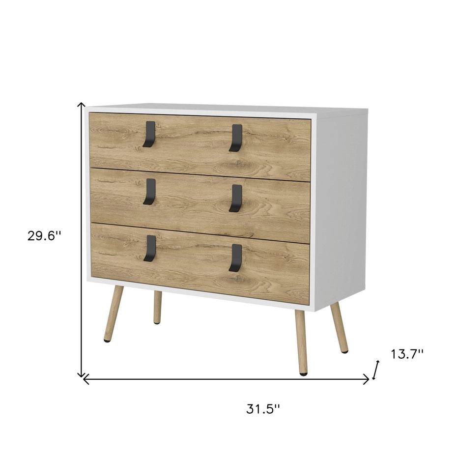 Three Drawer Dresser - White / Natural