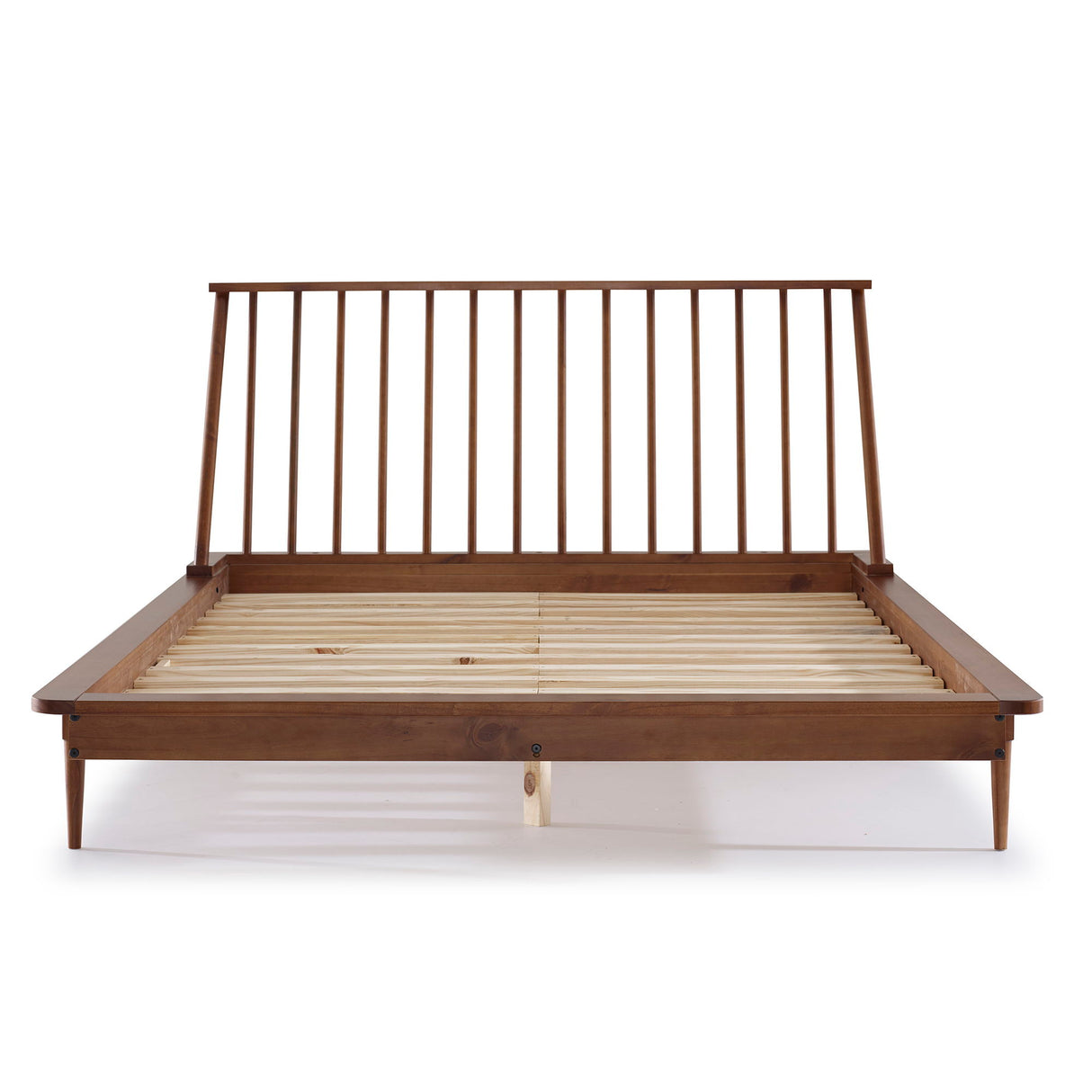 Mid-Century Modern Solid Wood Platform Bed Frame With Spindle Headboard by Walker Edison | Bel Furniture
