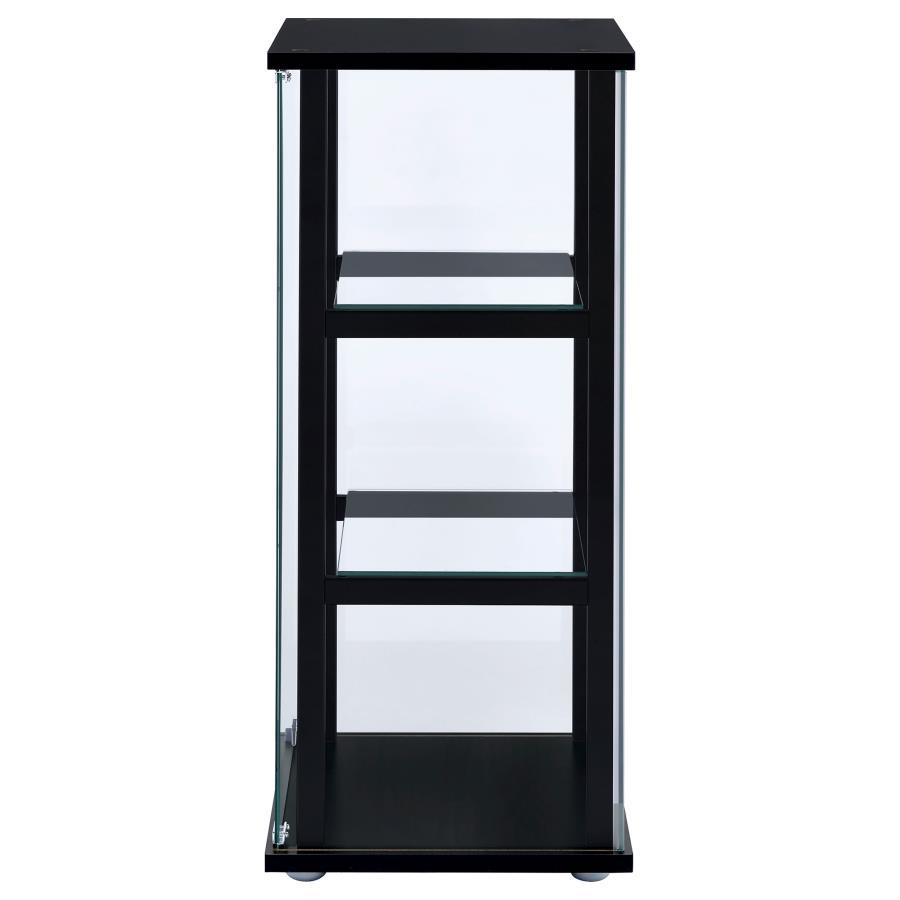 Cyclamen - 3-Shelf Clear Glass Curio Display Cabinet - Black by CoasterEveryday | Bel Furniture