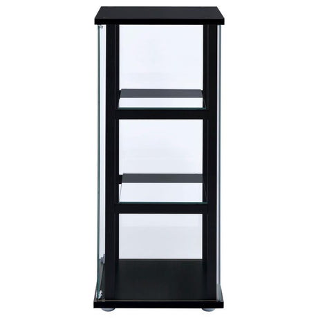 Cyclamen - 3-Shelf Clear Glass Curio Display Cabinet - Black by CoasterEveryday | Bel Furniture