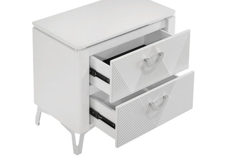 Cassia - 2-Drawer Nightstand Bedside Table - White High Gloss