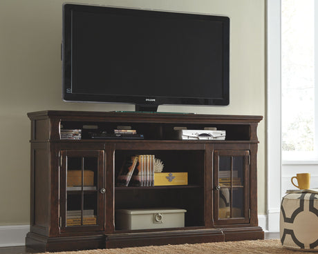 Roddinton - Dark Brown - XL TV Stand w/Fireplace Option by Signature Design by Ashley® | Bel Furniture