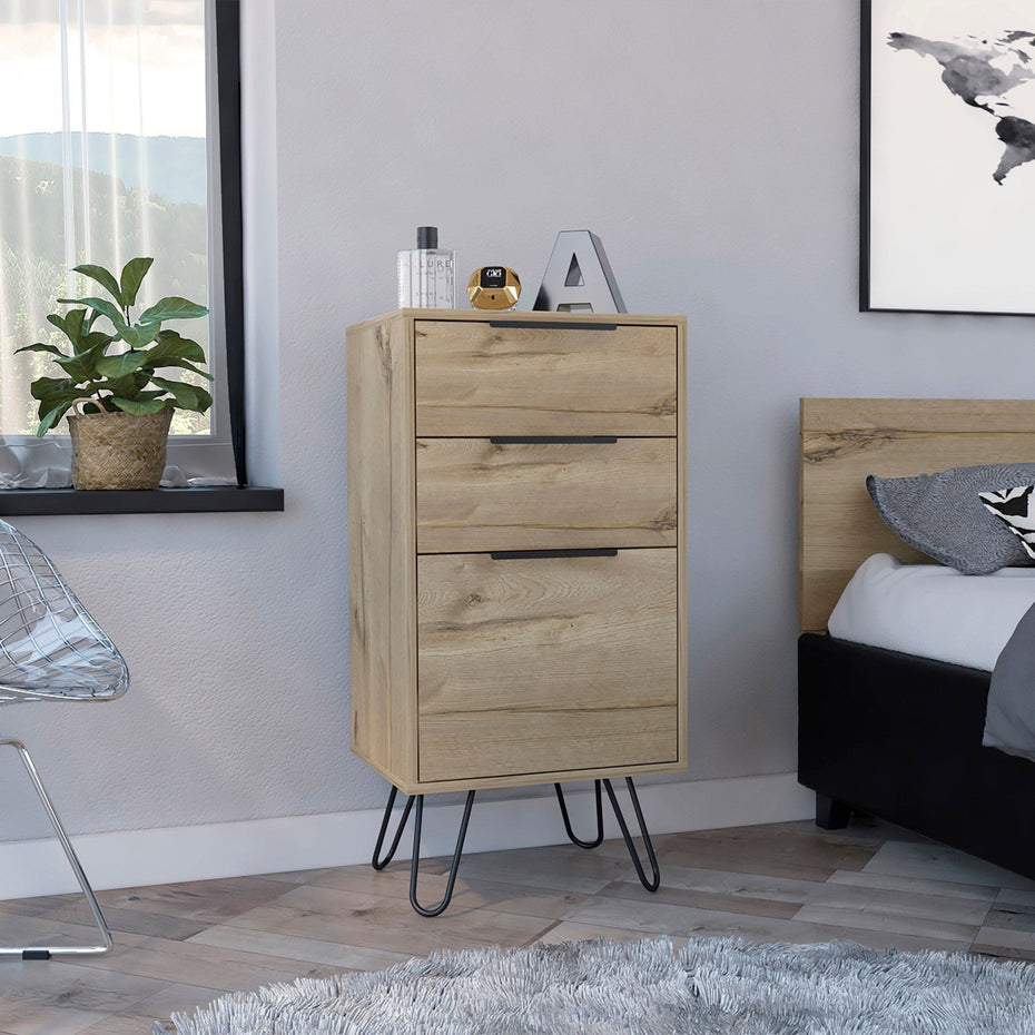 Three Drawer Chest - Brown / Black