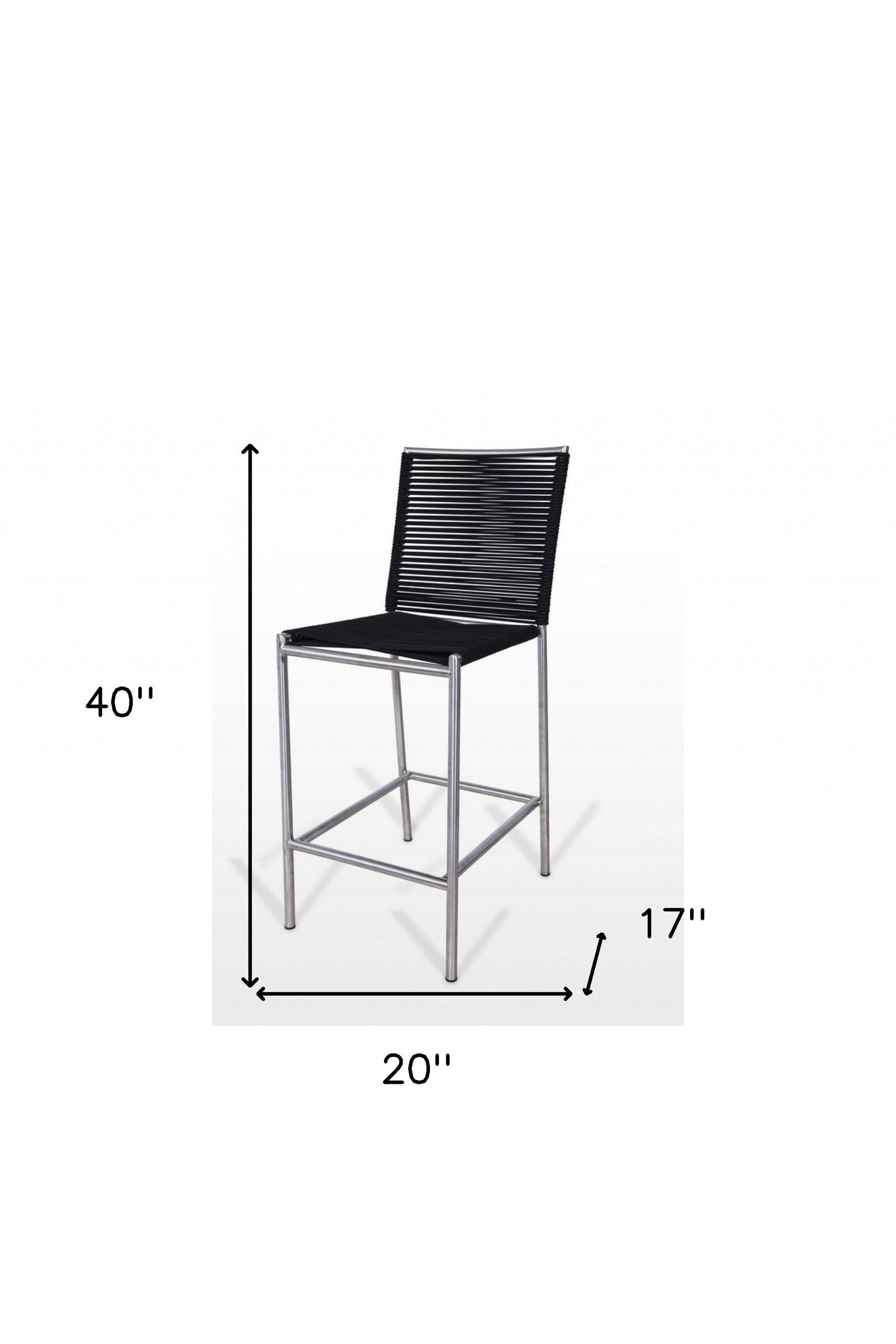 Stainless Steel Bar Height Bar Chair - Black / Silver