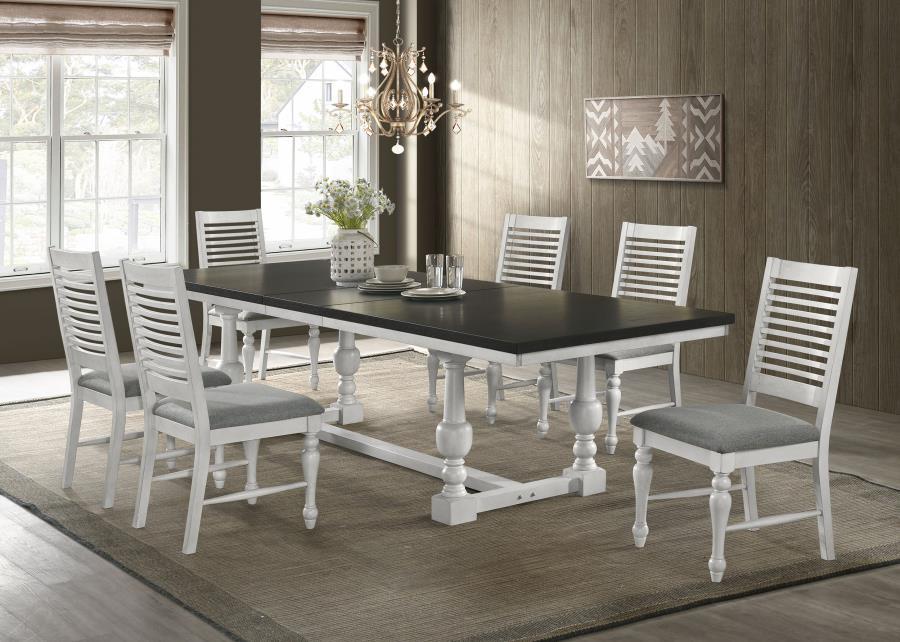 Aventine - Rectangular Dining Table With Extension - Leaf Charcoal And Vintage Chalk