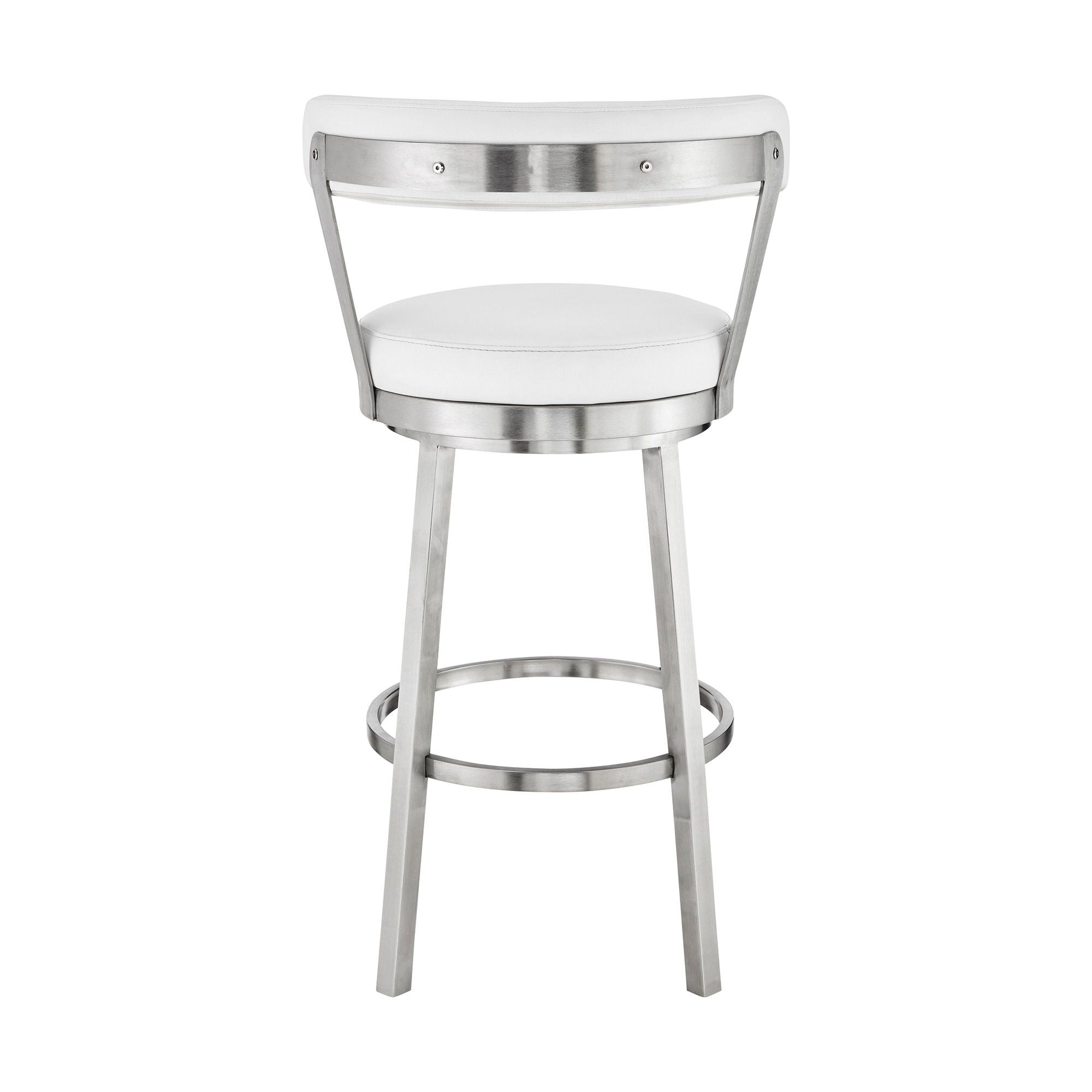 36" Swivel Backless Counter Height Bar Chair - White / Silver