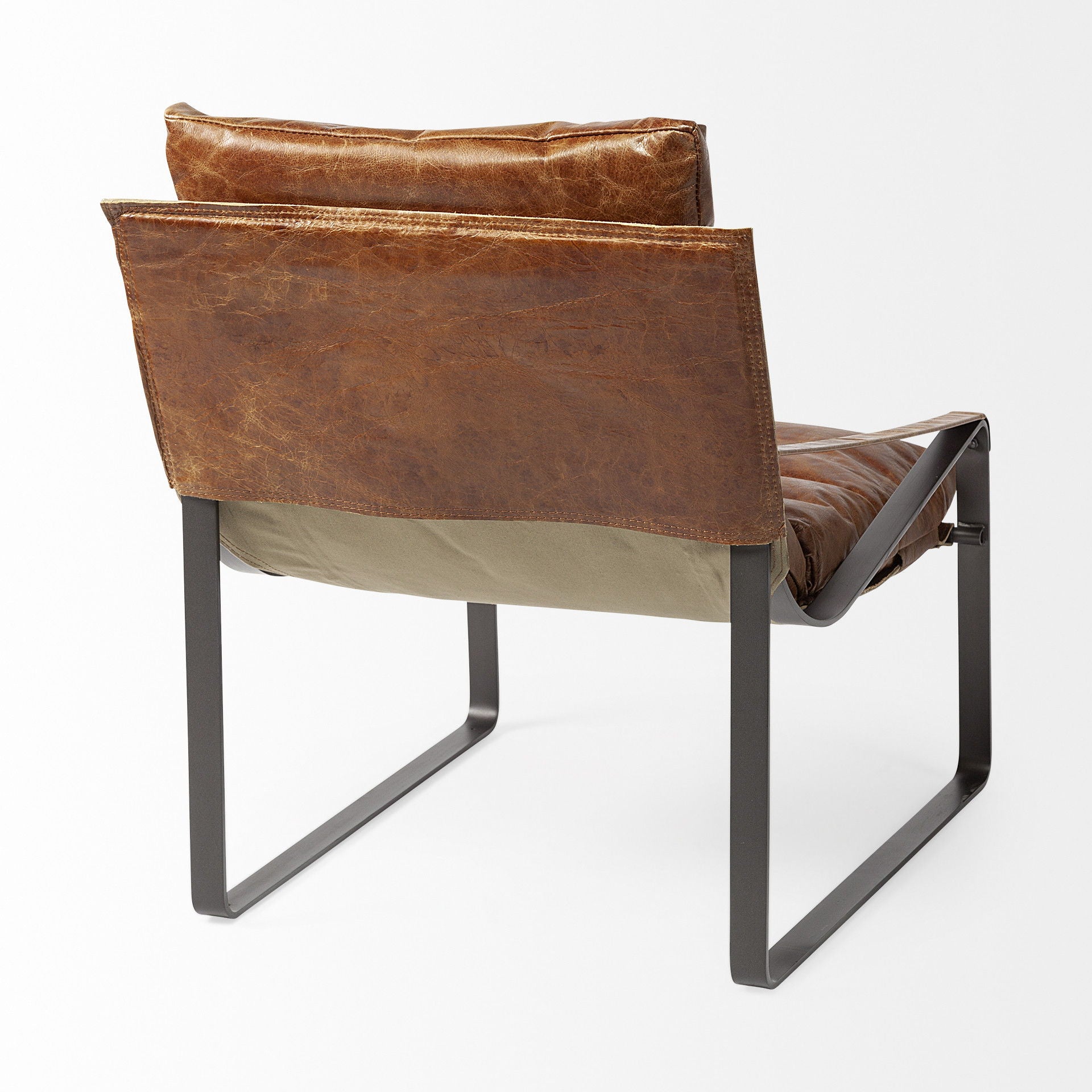 Leather Distressed Lounge Chair - Brown / Black