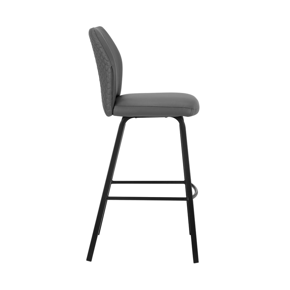 Faux Leather Counter Height Bar Chair - Gray / Black