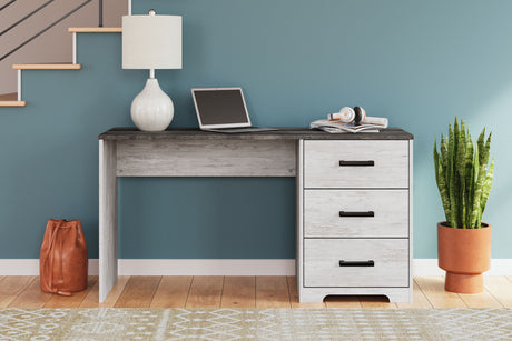 Shawburn - Home Office Desk - White / Dark Charcoal Gray - view 3