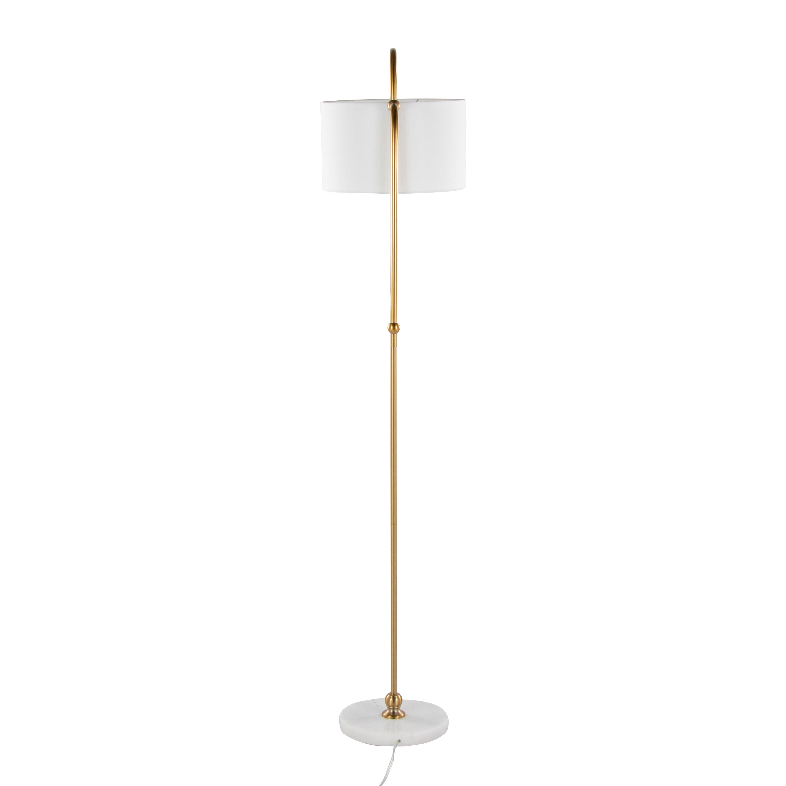 Leslie - Glam / Art Deco Floor Lamp - Gold / White