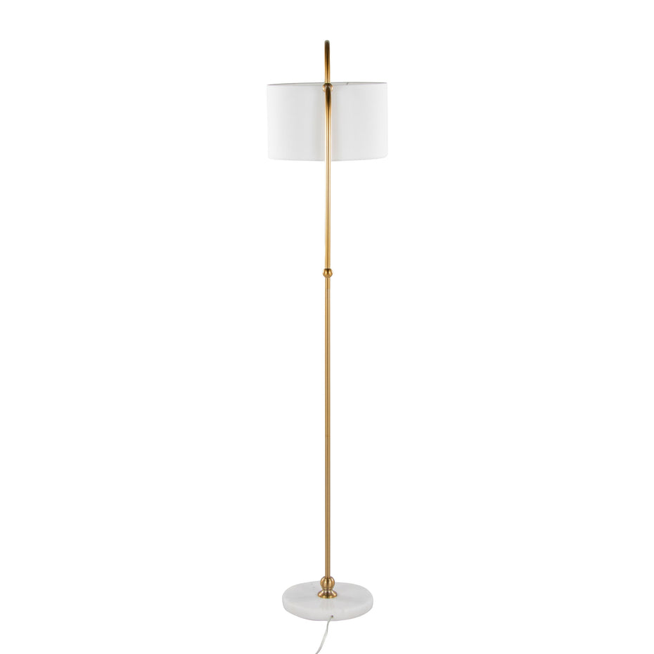 Leslie - Glam / Art Deco Floor Lamp - Gold / White