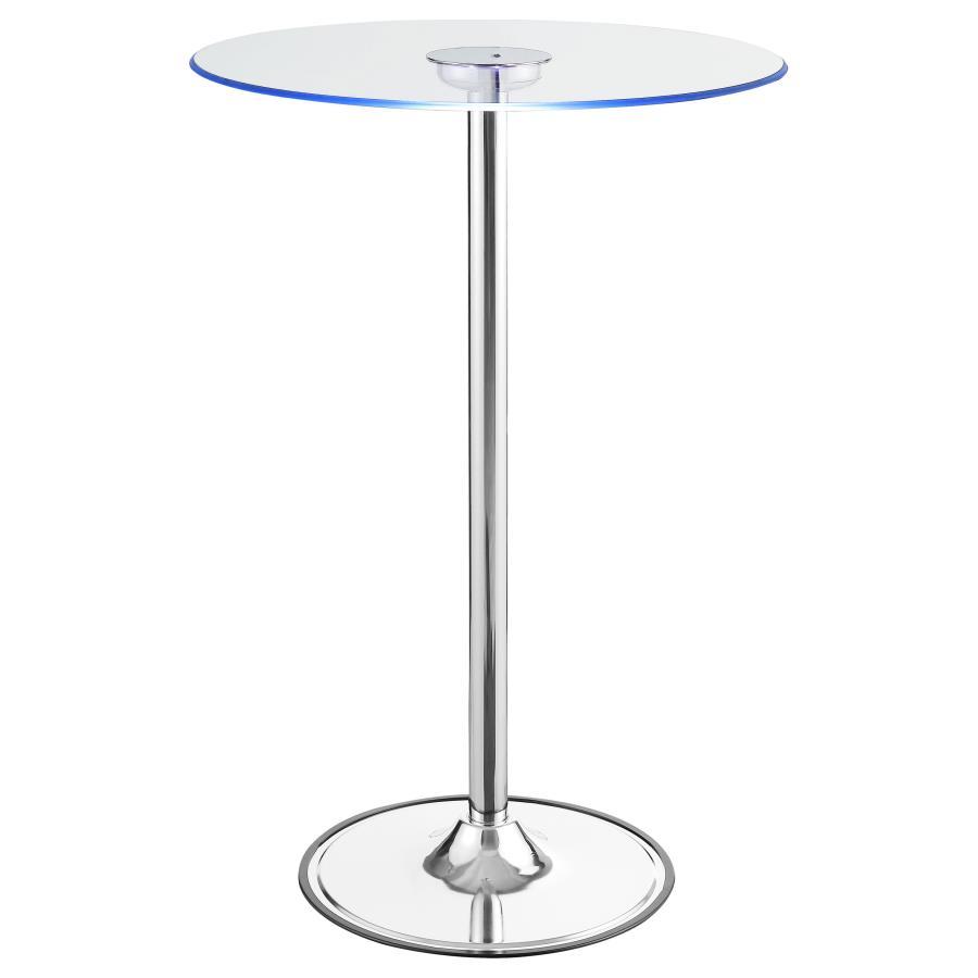 Thea - Round Glass Top LED Bistro Bar Table - Chrome