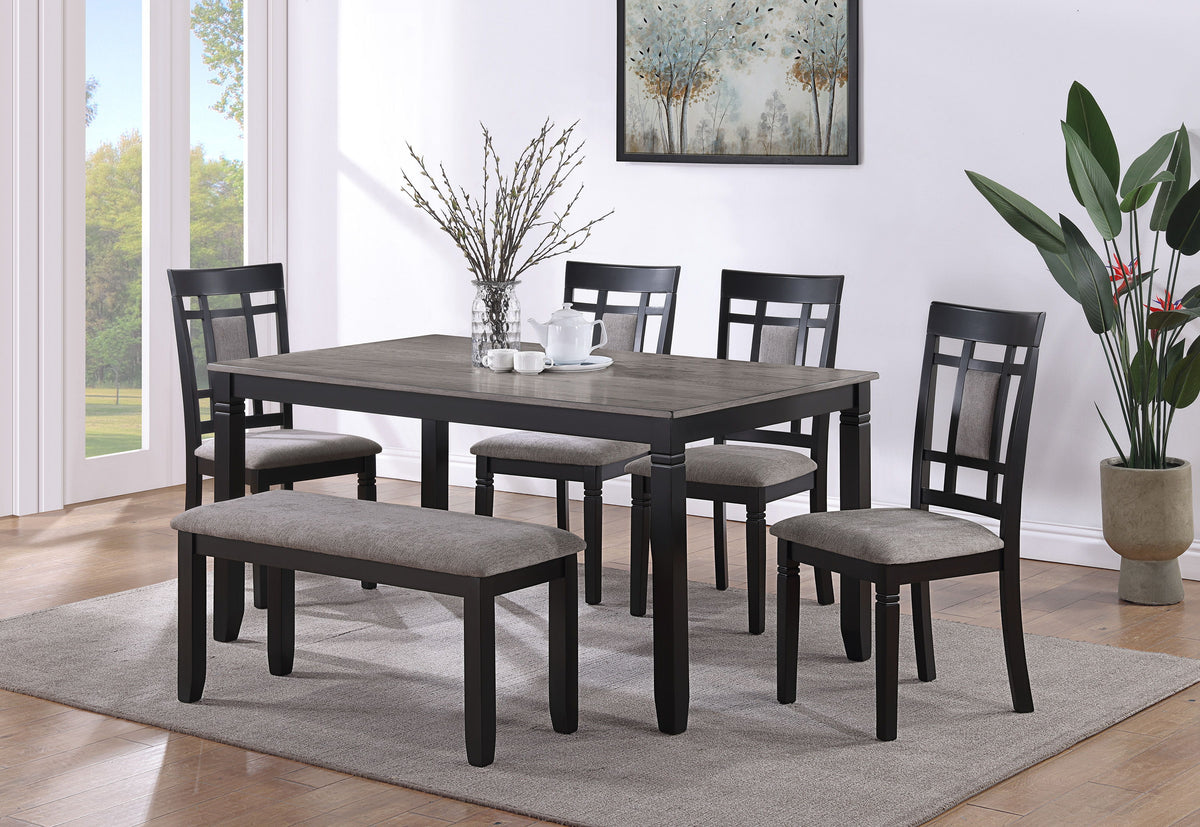 Paige - Dinette Set Dark Brown 6 Pc. Table, 4 Chairs, Bench by Crown Mark | Bel Furniture
